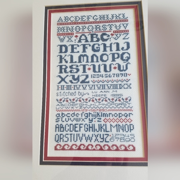 Framed Glass Cross Stitch Alphabet Numbers Ready to hang - Picture 2 of 9